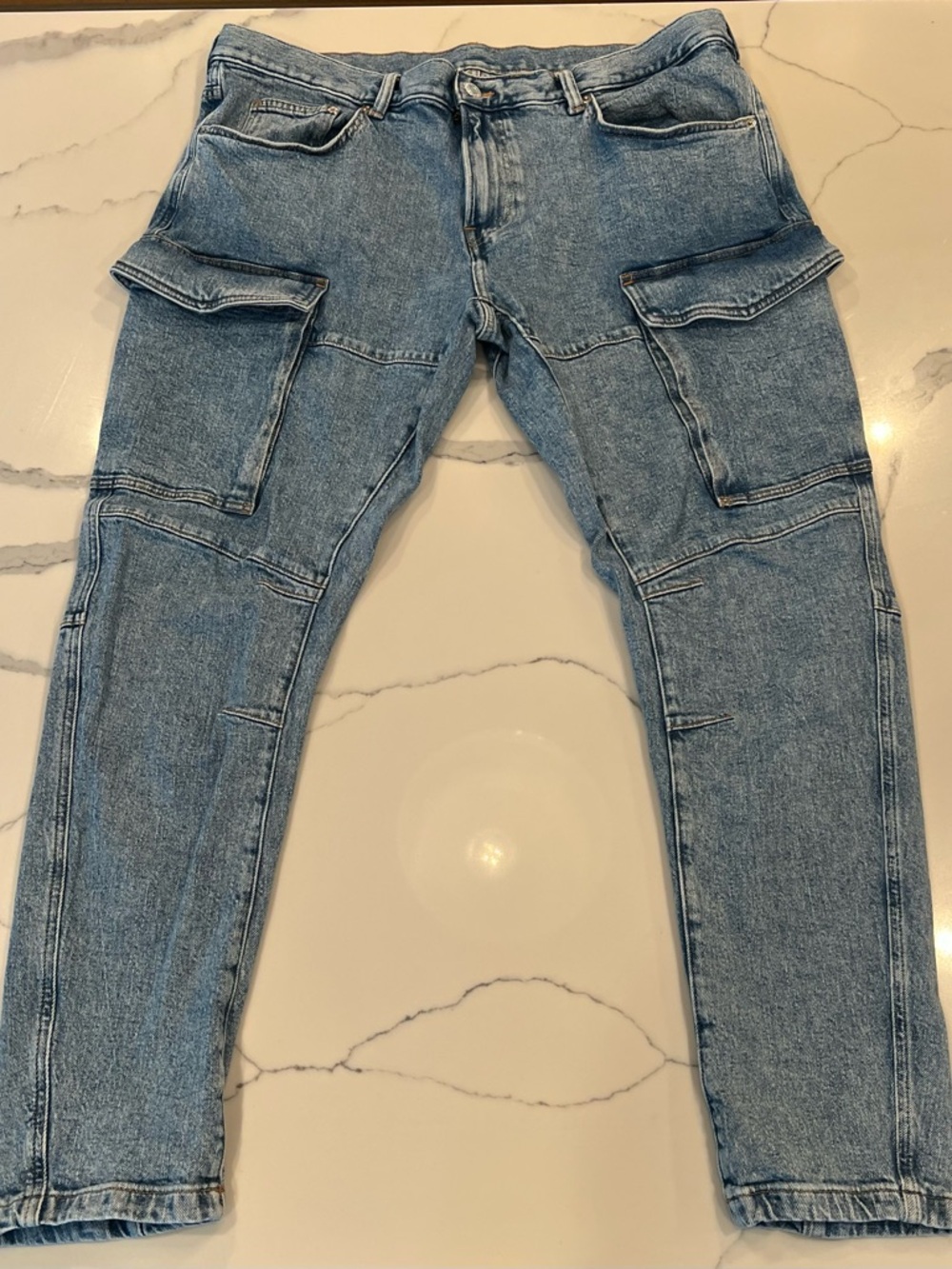 H&M Light Blue Slim Fit Cargo Jeans